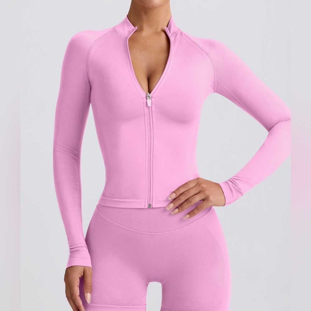 *SOLD* NWT BO & TEE Soft Active Zip-Up Jacket in Baby Pink | XS